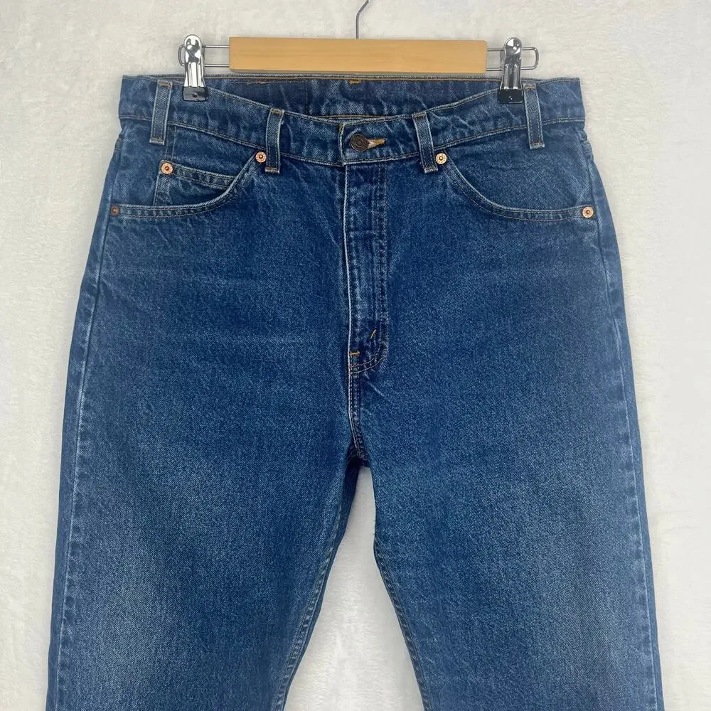 Levi’s Vintage Jeans 505 Mens 34x30 “33x29.5” Straight Leg Orange‎ Tab 90s Blue